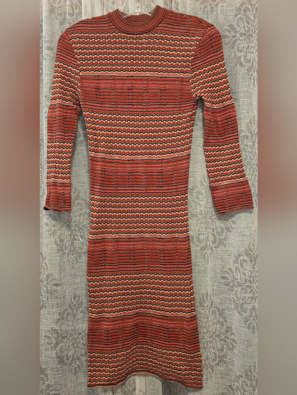 Free People Groovy Striped Mock Neck Knit Sweater Dress Size SM